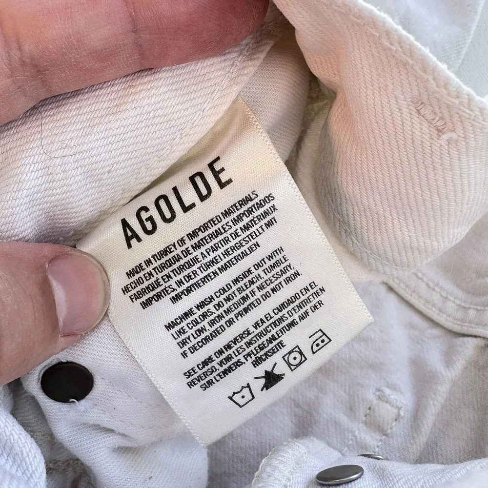 Agolde Womens Size 27 White 90s Pinch Waist in Drum Button Fly Straight Leg Jean - Picture 5 of 12